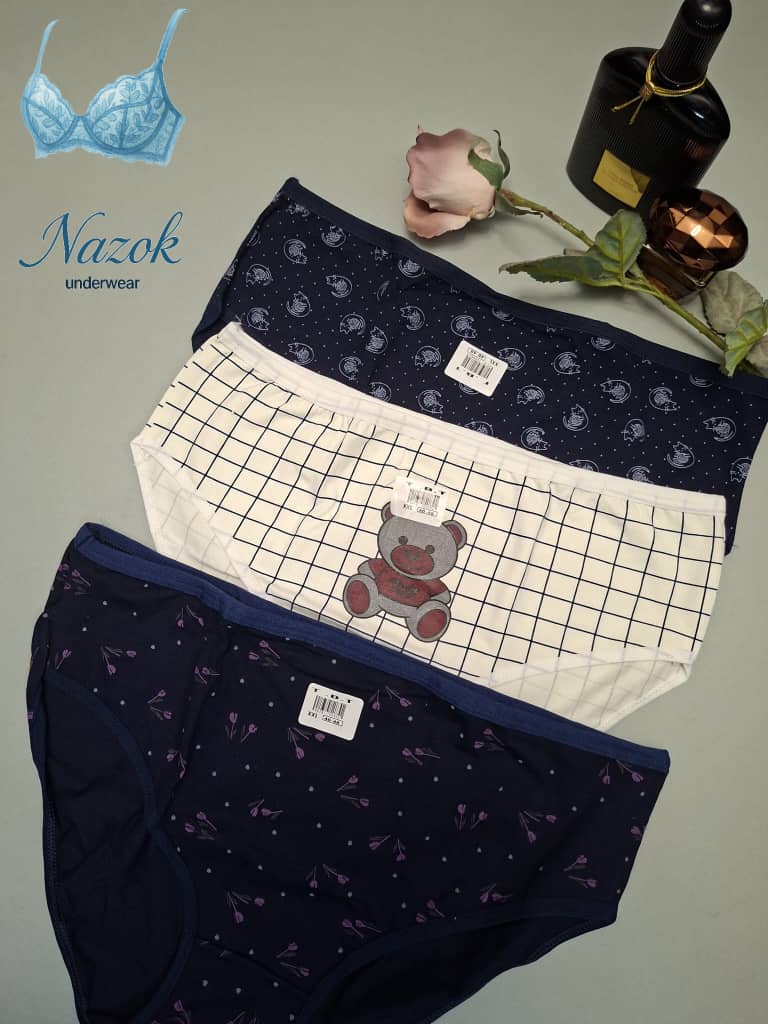 شورت زنانه نخی برند T B T رنگ آبی و سفید