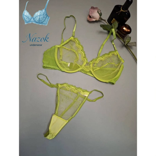 ست زنانه فیتن، سوتین و شورت رنگ سبز طبیعت، سایز ۸۰ و ۸۵، حس لطافت و آرامش طبیعت را القا میکند