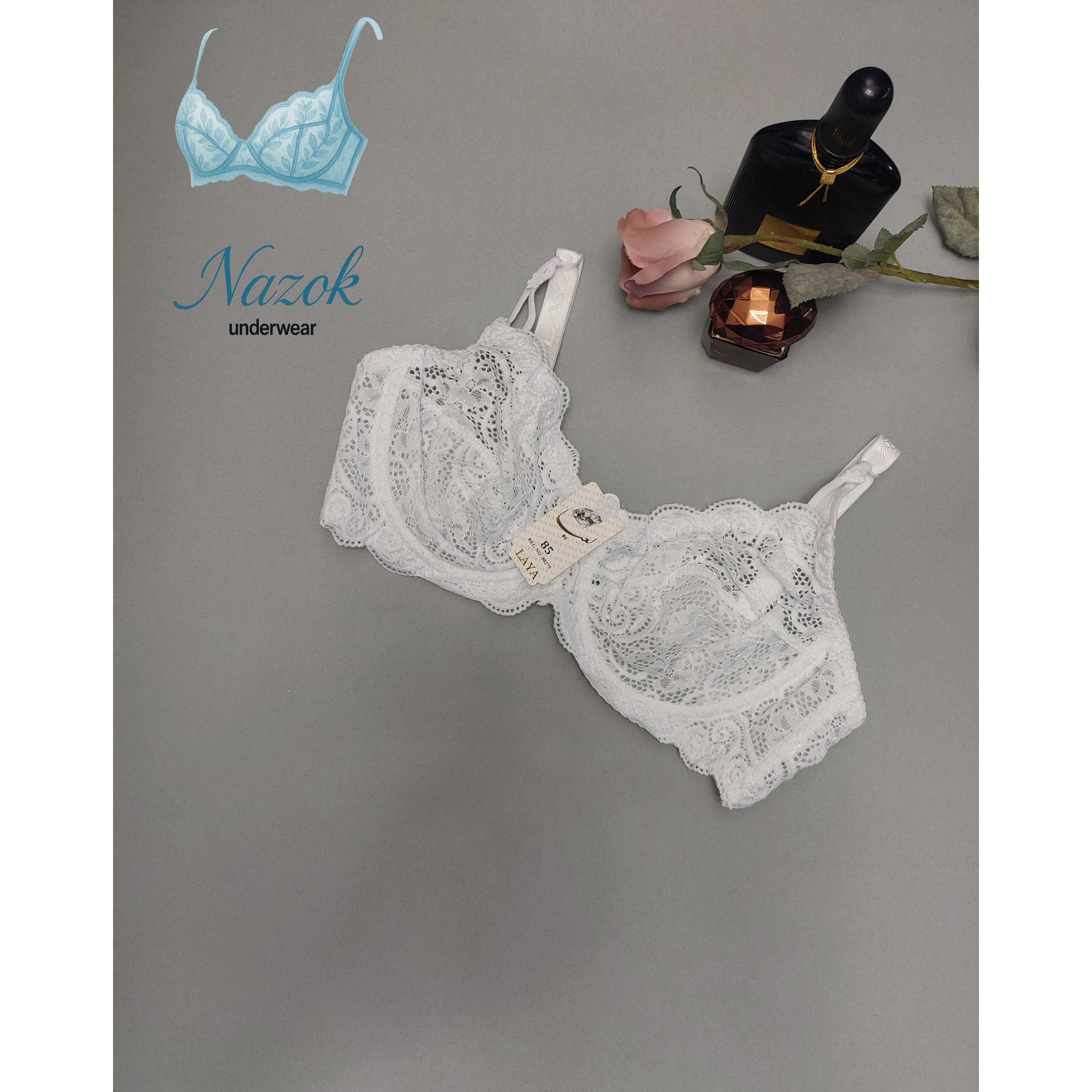 سوتین زنانه فنر دار  سفید رنگ دانتل