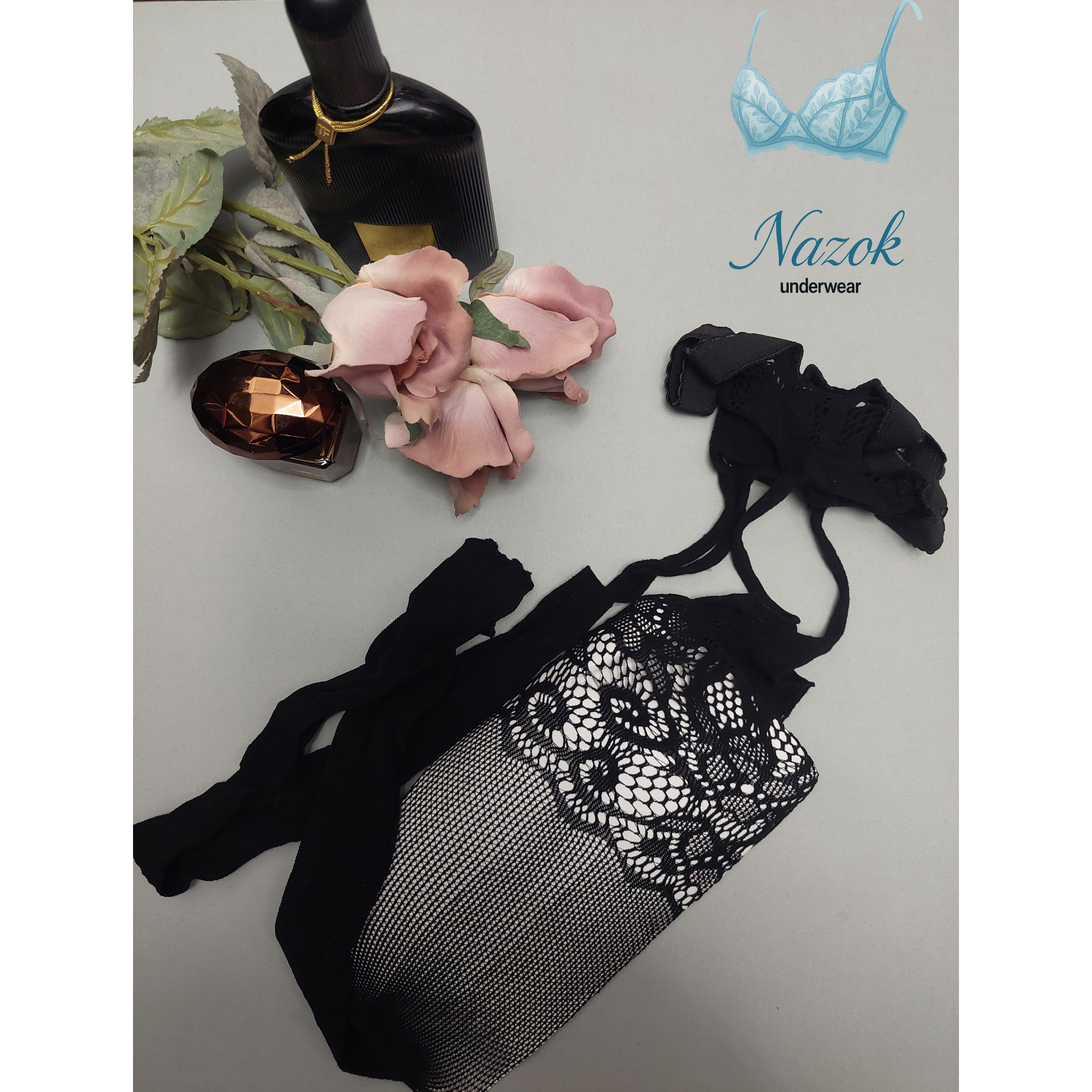 جوراب شلواری زنانه برند MOZR فاق باز طرح دار  رنگ مشکی